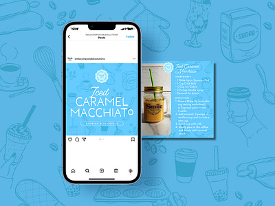 Iced Caramel Macchiato Recipe Design drink graphic design social media design