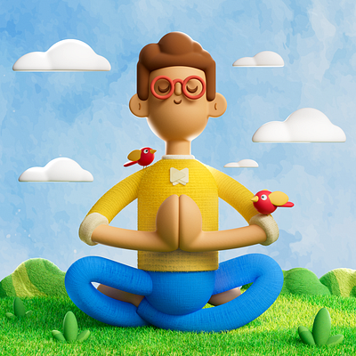 Peaceful Meditation 3d 3dart 3dcharacter 3dillustraion art character cinema4d design illustration