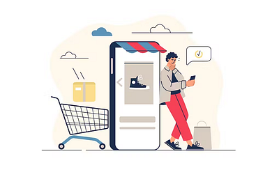 Shopping 2d bargains buying deals discounts flat illustration man onlineshopping people sales shopping shoppingaddict shoppinghaul shopsmall social woman