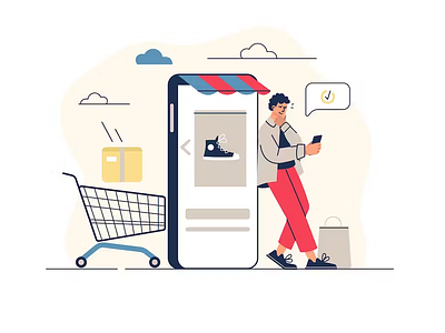 Shopping 2d bargains buying deals discounts flat illustration man onlineshopping people sales shopping shoppingaddict shoppinghaul shopsmall social woman