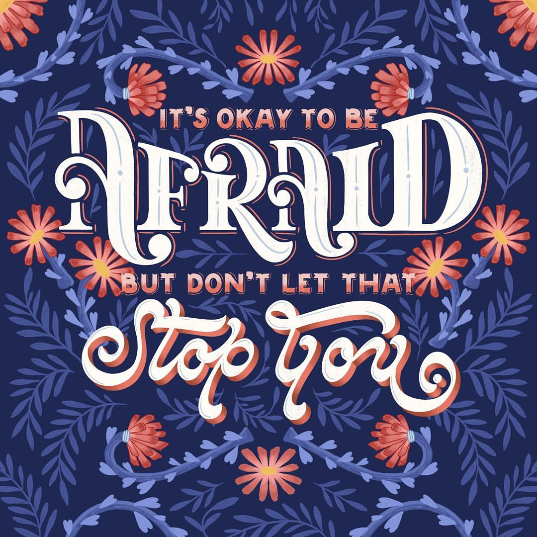 Lettering + Illustration - Its Okay To Be Afraid custom lettering design dribbble freethrow hand lettering illustration lettering procreate