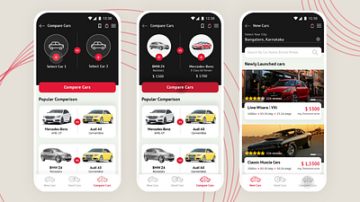 Car Comparison App Design - New and used card details app branding design graphic design illustration typography ux