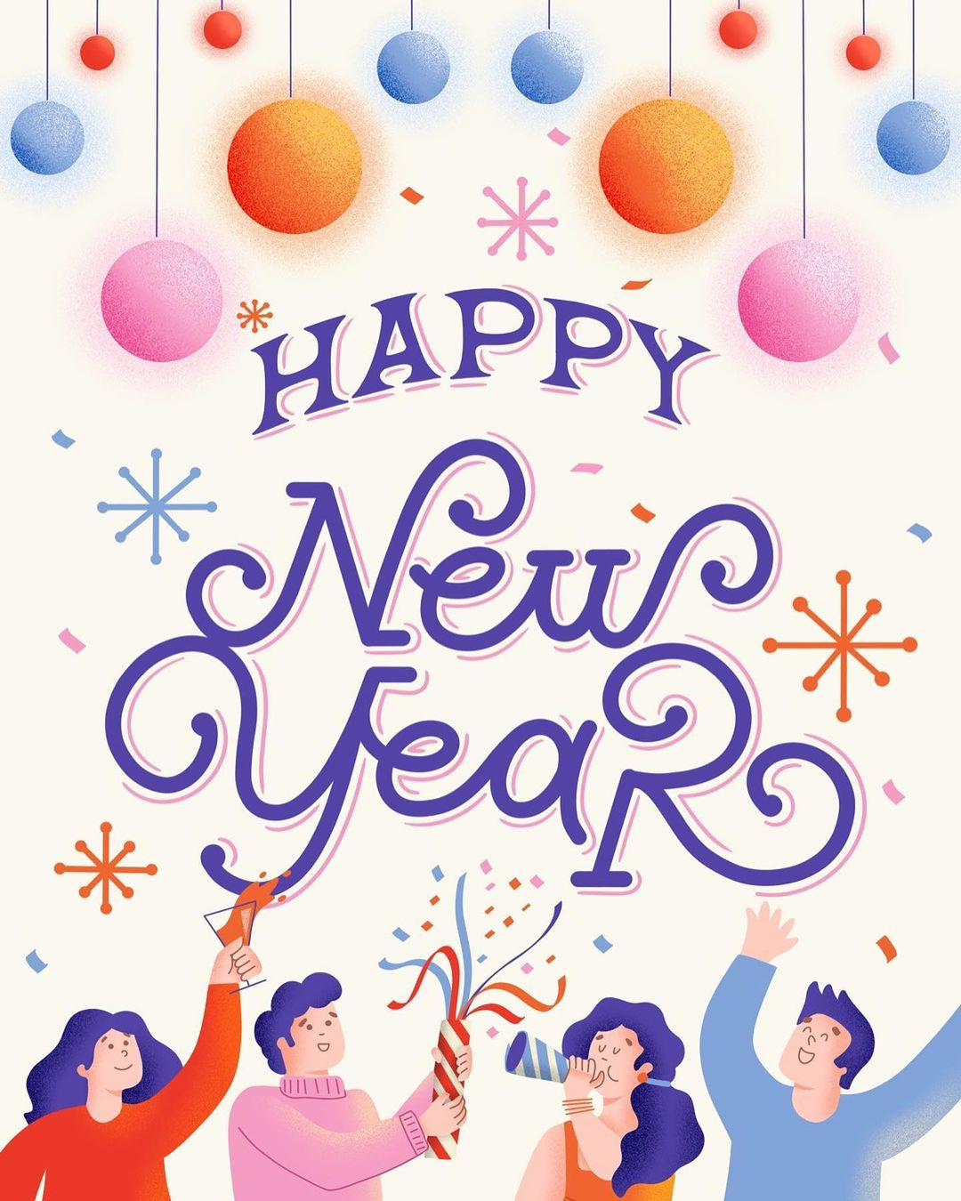 Lettering + Illustration - New Year Greetings custom lettering design dribbble freethrow hand lettering illustration lettering procreate