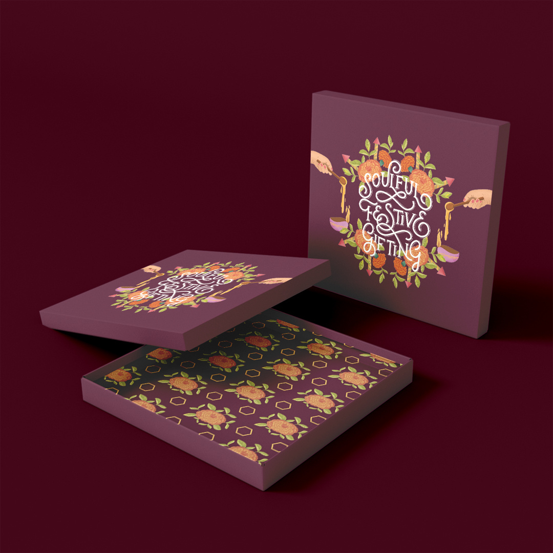 Illustrated Packaging Design custom lettering design diwali diwali gift dribbble freethrow gift hand lettering illustration lettering limited edition packagin packaging design procreate product design