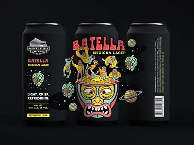 Batella Mexican Lager beer brewery craft beer illustration label lager luchador mexican lager packaging