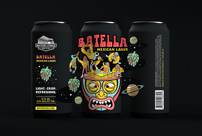 Batella Mexican Lager beer brewery craft beer illustration label lager luchador mexican lager packaging