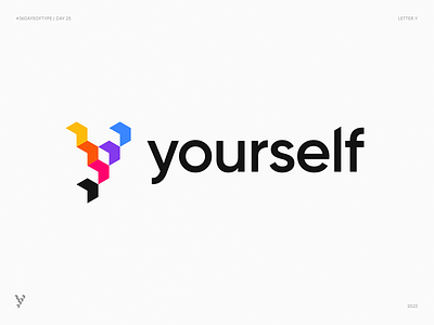 Y for Yourself. 36 Days of Type. Day 25 36 days of type arrows blockchain blocks branding career coaching gradient hosting hr icon identity isometric letter y lettering logo negative space steps unused y logo
