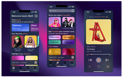 Fusion Music Player - A blend of Spotify and Apple Music app graphic design mobile music player ui user interface