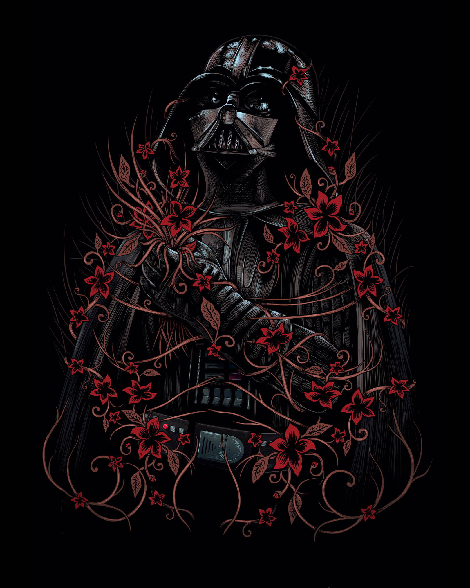 May the 4th art darth vader design digital draw drawing floral illustration may the 4th sam dunn star wars the force