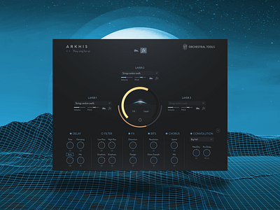 Arkhis - UI/UX Design 2d dark ui design graphic design graphic user interface gui instrument interface kontakt minimal moody native instruments orchestral tools plugin ui ux vector vst vst plugin vsti