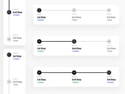 Stepper Components (Step by Step) darkversion design graphic design lightversion onboarding productdesign stepbystep stepper ui