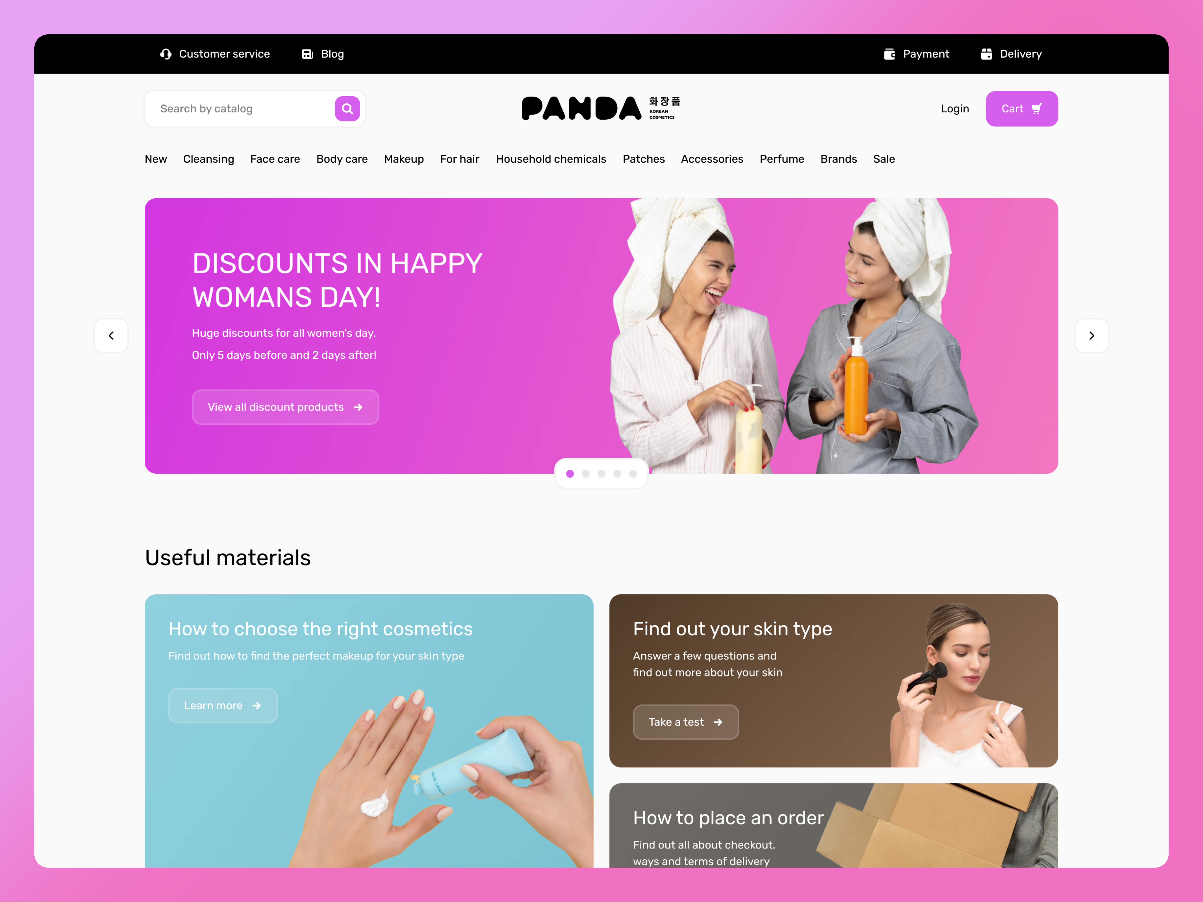 Panda — Homepage card cards clean design design systems ds gradients minimal mobile modern products shop slider soft store tender ui ux web