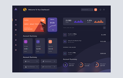 Account Summary Dashboard dashboard design product design shadows ui web