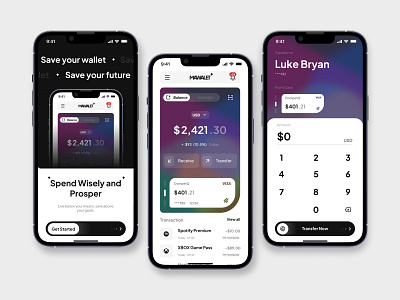 MAWALET - Saving Wallet Concept App app branding design explore graphic design minimalistic pocket product savings simple slide typography ui ux vector wallet web white