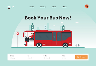 bus ticket booking site design 3d animation app branding design graphic design illustration logo motion graphics typography ui ux vector