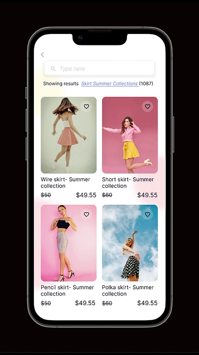Searched screen for a fashion brand android design fashion figma ios mobile mobile app search ui ui design ux website