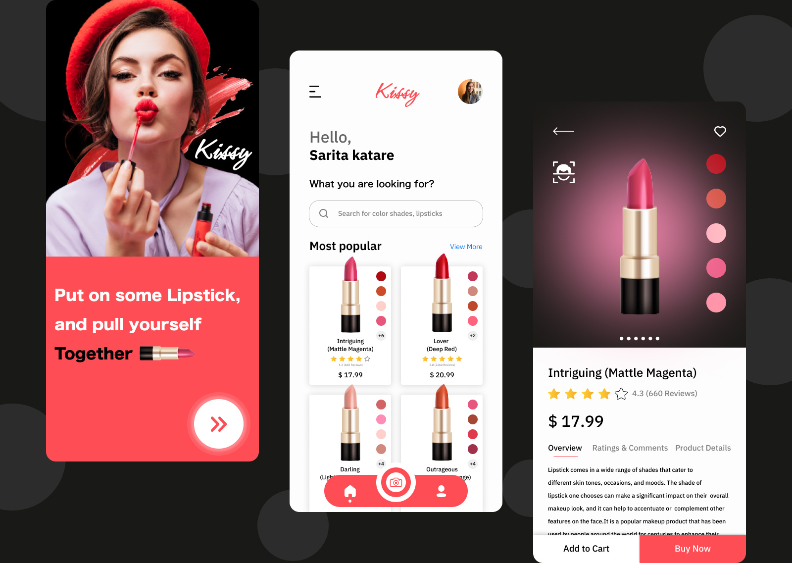 Kissy Lipstick - Mobile Design daily ui dailyui dashboard design graphic design icon interface ios landingpage logo mobile mobile app design product design simple typography ui ui design ux website website design