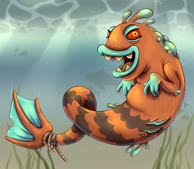 Fish amateur art cartoon character design digital art fantasy illustration