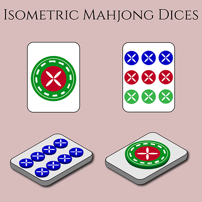 Isometric Mahjong Dices 2d 3d art dice illustration isometry mahjong