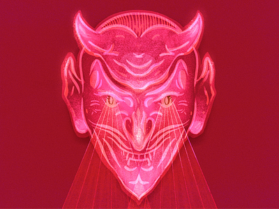 evil illustration atmosphere creepy demon devil evil graphic design horror illustration light pink red texture