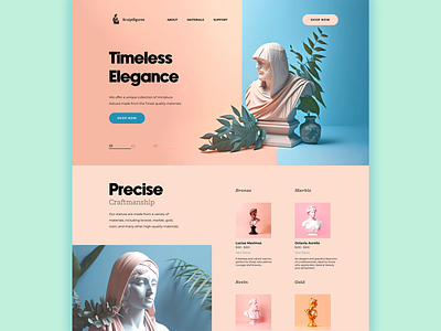 Sculptfigures Hero animation hero homepage plants principle products sketch slider slides statue statues ui uiux ux