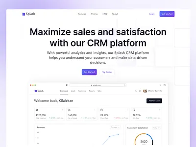 CRM - Landing Page crm design home page landing page page saas ui website