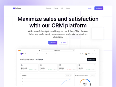 CRM - Landing Page crm design home page landing page page saas ui website