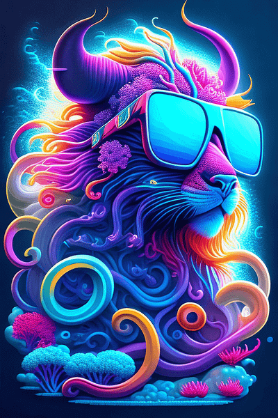 Minotautencle colorful illustration minotaurus sunglasses vibrantcolors
