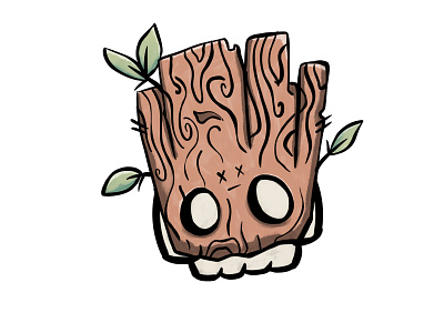 Woody 🌱 branding character design icon illustration logo minneapolis mn skull skully texture tree ui vector wood