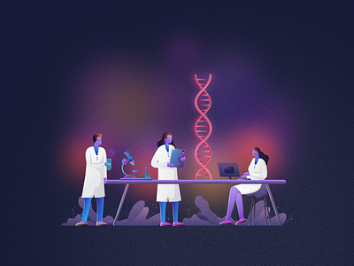 DNA Story Illustration art design dna story doctors explore grain illustration illustrator man medical plants testing ui vector