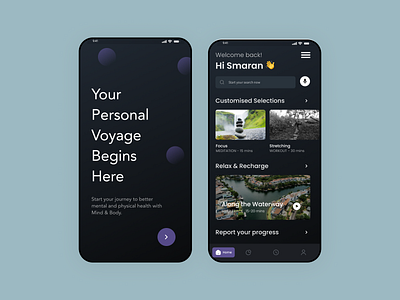 Meditation & Workout Mobile UI/UX Design Concept app app design design figma home screen ui
