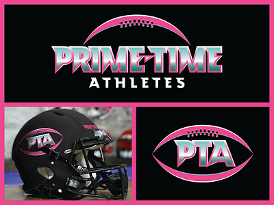 Youth Football Team Logo american football athletes black pink drip football helmet pink pink and black prime time primetime pta youth sports