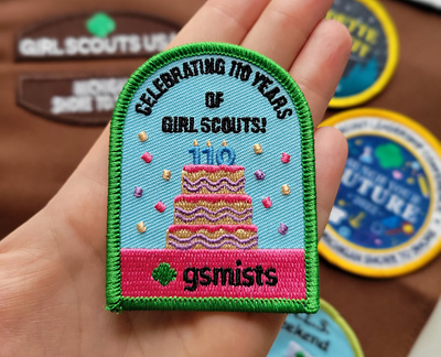 Girl Scout Birthday Patch badge birthday cake celebrate design flat girl scout girl scouts illustration patch print vector