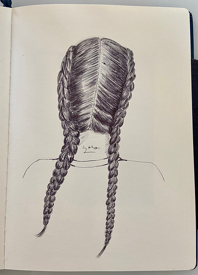 Ballpen Hairstyle 💇🏻‍♀️ ballpen braids design drawing hair hairstyle illustration sketch
