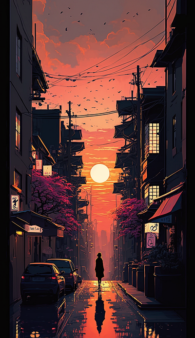 Sunset Stroll: Kyoto's Hidden Charm illustration