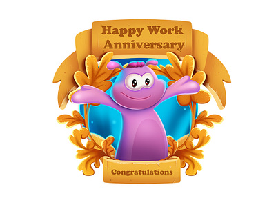 Happy Work Anniversary art characterdesign illustration photoshop ui