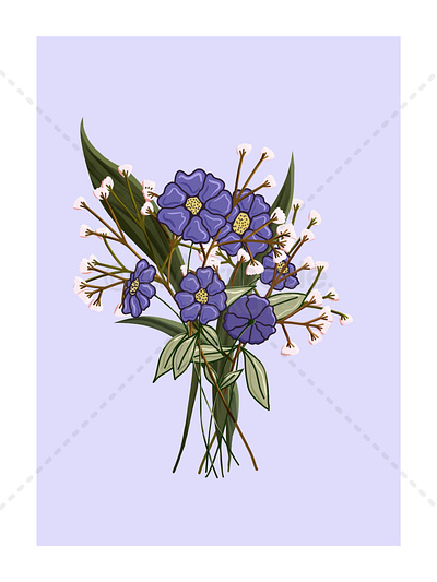 Purple bouquet design floral flowers illustration