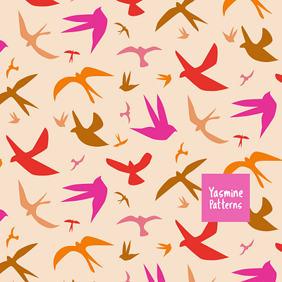 Colorful Abstract flock of birds seamless pattern abstract birds colorful design flock of birds flying graphic design home decor illustration surface designer textile designer vector