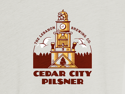 Cedar City Pilsner Shirt Design beer brewery cedar lebanon maroon pilsner shirt shirt design tee design town hall tshirt tshirt design