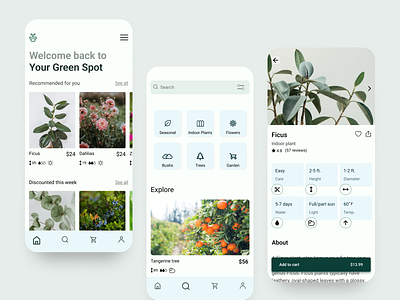 Plant Shop Design app branding design digital marketplace green greenspot greenthumb home page mobile onlineshop plant shop plants shop ui