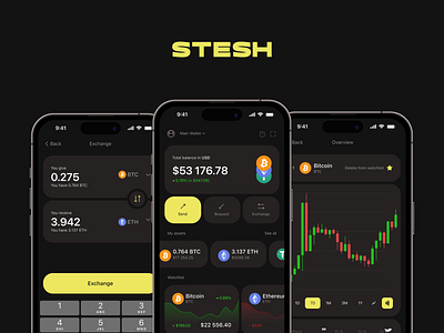STESH - Cryptocurrency App Design app design branding design graphic design ui ux