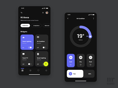 Smart Home Mobile App 📱 - Daily UI 021 access air conditioner app control design home automation interaction design iot mobile app design smart home smart phone ui ux vector