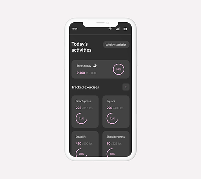 Dailyui day 41: Fitness workout tracker app dailyui dark mode design fitness health pink ui ux workout