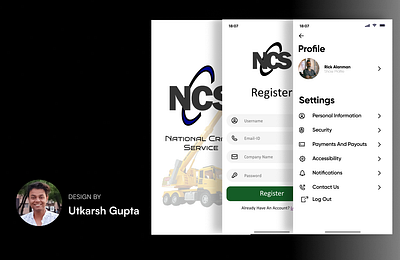 National Crane Service (NCS) app design ui ux