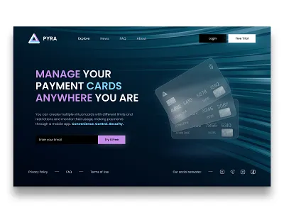 PYRA - website concept app bank bright card hero landing mastercard money mono service ui virtual visa web