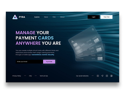 PYRA - website concept app bank bright card hero landing mastercard money mono service ui virtual visa web