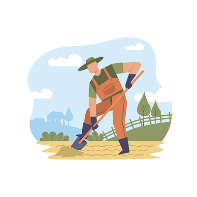 Flat Farmer Illustration Vector Design animation branding design farmer flat design graphic design illustration ui vector