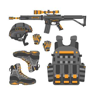 Set Pack Air Soft gun Illustration Vector Design national