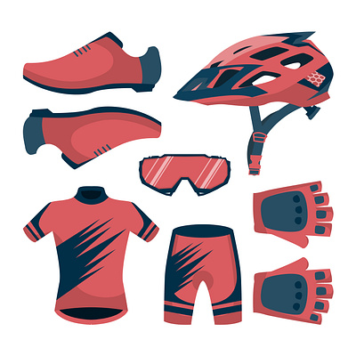 Set Pack Biker Ride Illustration Vector Design bicycle