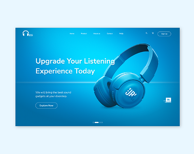 E-commerce landing page UI Design adobe illustrator adobe xd blue branding color creative design figma graphic design headphone illustration logo mockup mockup design photoshop typography ui ux web design website